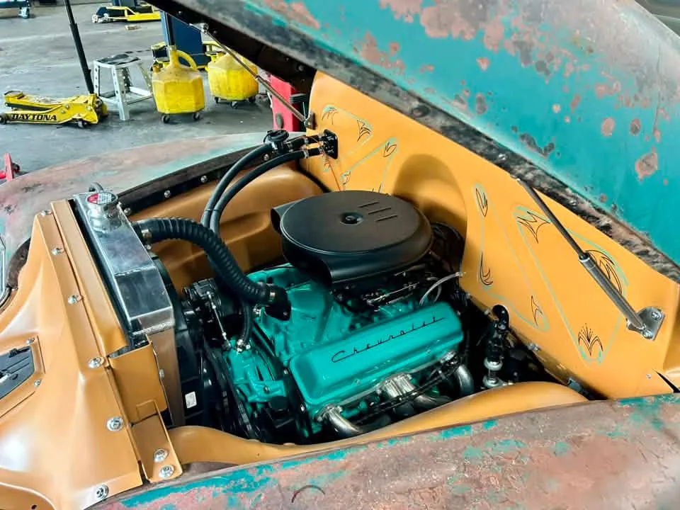 Replacement firewall separating engine bay from cab on a 47-54 Chevy truck