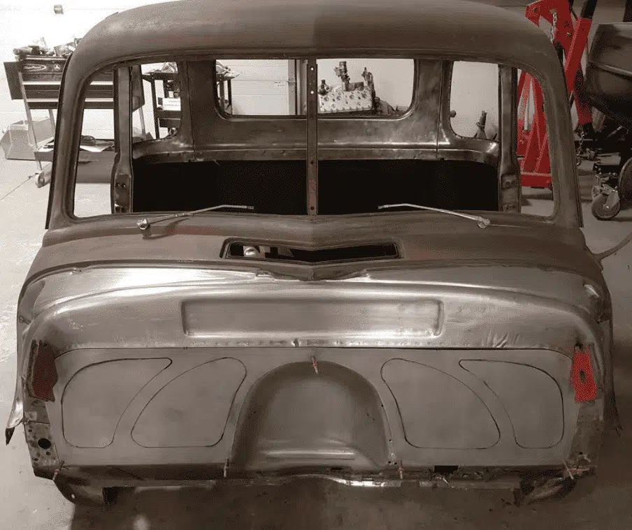 Firewall filler panel mounting location in a 47-54 Chevy truck cab