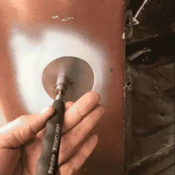 Weld-in gas filler delete for the passenger cab side of a 47-54 Chevy truck