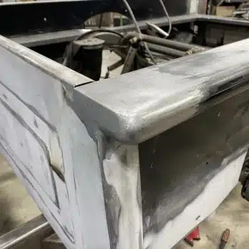 Radius bed corners installed on a Chevy GMC truck bed, alternate angle