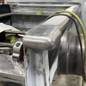 Radius bed corners shown installed on a classic Chevy GMC truck bed