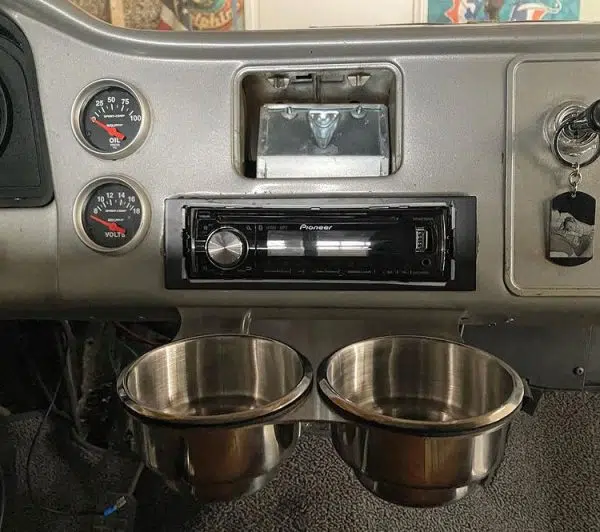 Cup holders shown installed in a 1960-1966 Chevy truck