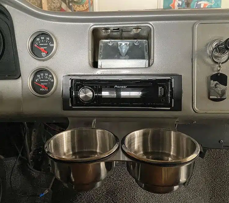 Cup holders shown installed in a 1960-1966 Chevy truck