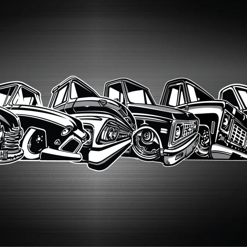 Every GM truck era offered in the LS Fabrication sticker lineup