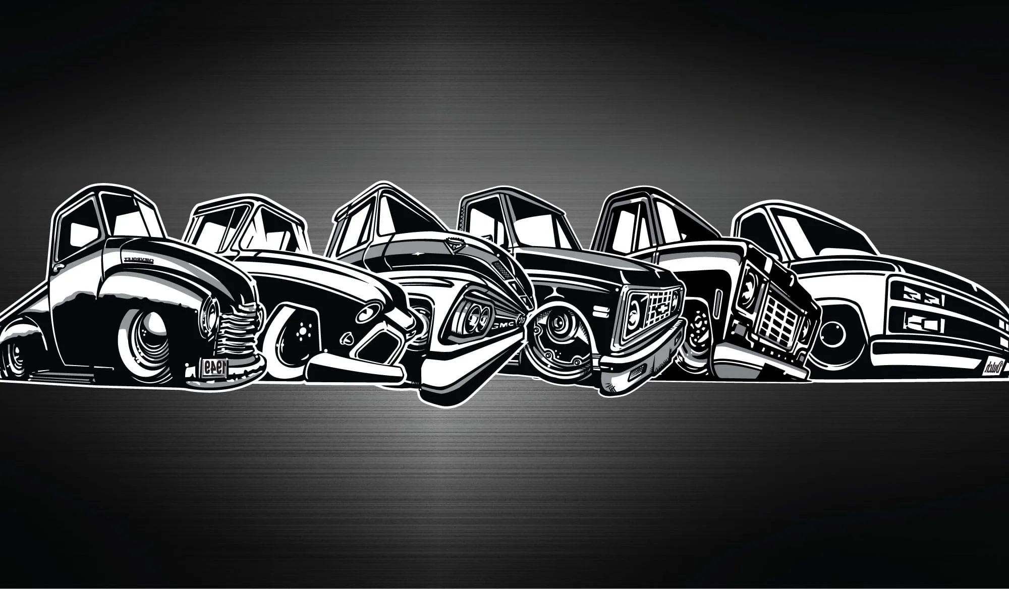 Every GM truck era offered in the LS Fabrication sticker lineup