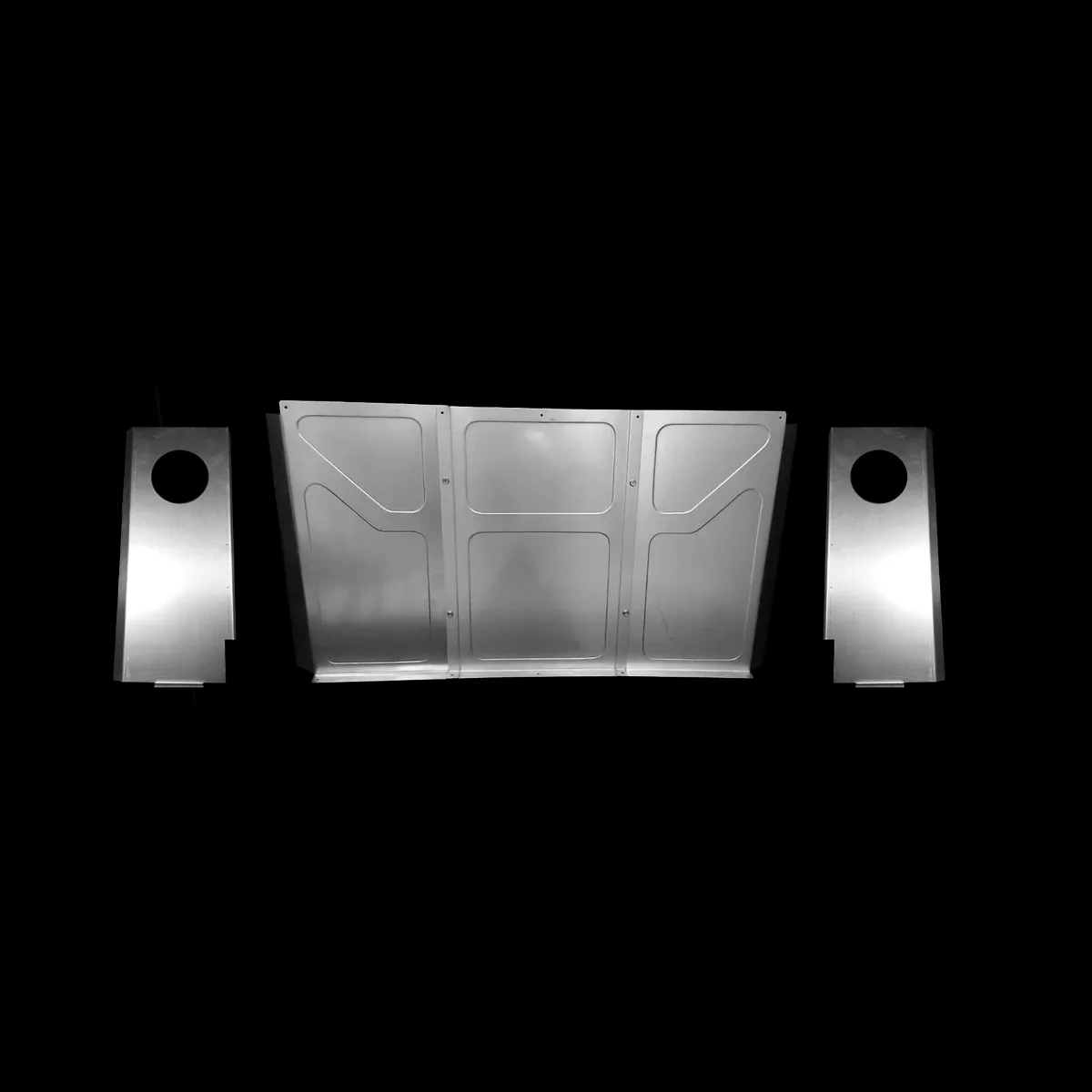 Bead rolled behind the seat panels with 6.5 inch speaker brackets for 49-54 truck
