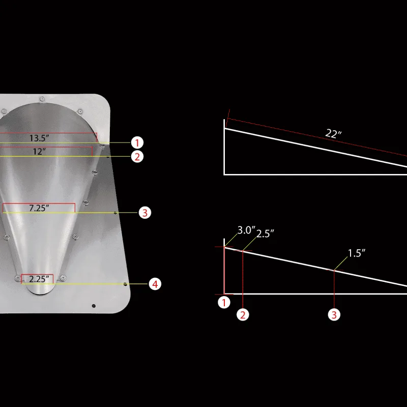 Dimension drawing for the 47-54 GMC Chevy truck transmission tunnel