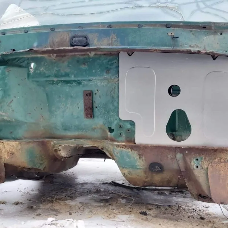 Bead rolled firewall with column holes installed in a 67-72 Ford F100