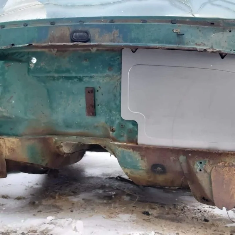 Bead rolled firewall shown installed in a 67-72 Ford F100 truck