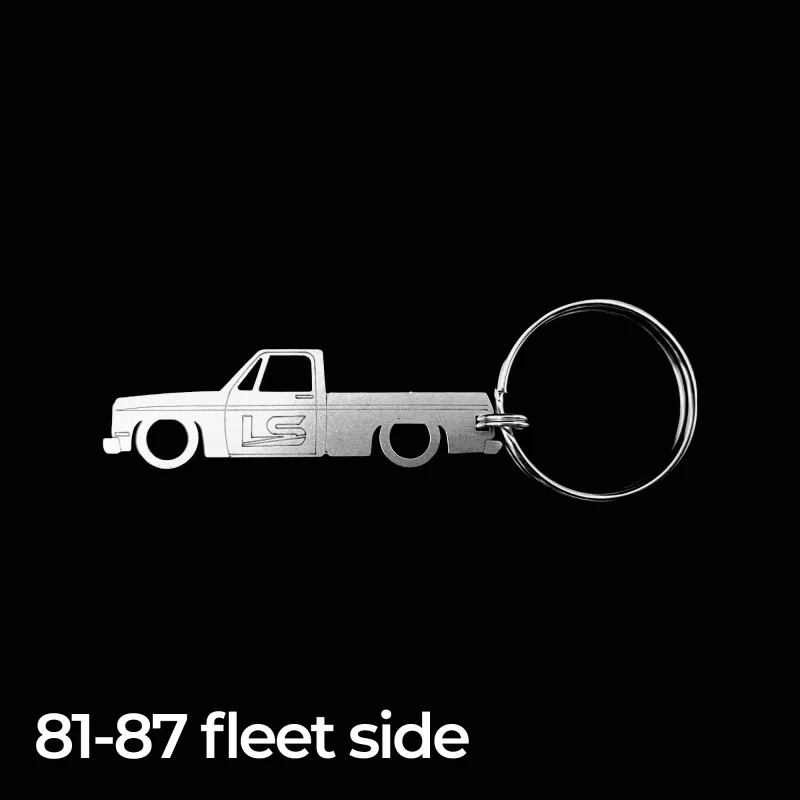 81-87 Chevy GMC fleetside truck keychain, square body silhouette