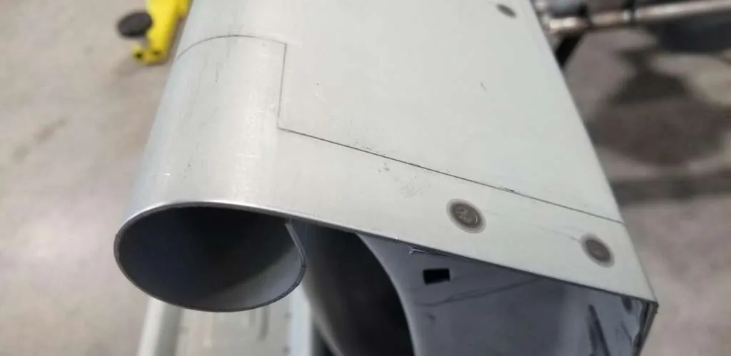 Marking cut lines on factory truck bed for radius bed corner install