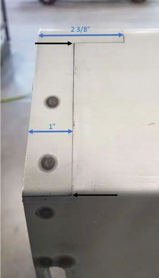 Completed cut lines on truck bed ready for cutting