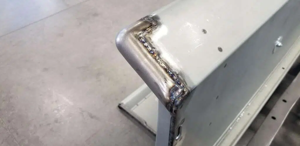 Grinding welds before body work, before photo