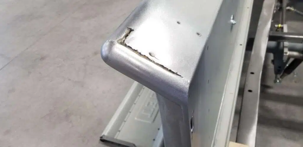 Ground welds after grinding, smooth finish