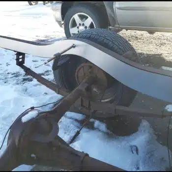 Rear frame boxing plates shown installed on a 47-54 GMC Chevy truck frame