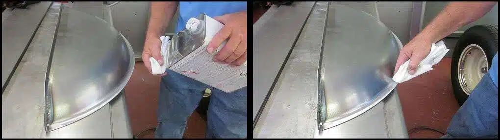 Cleaning wheel tub and bed side with lacquer thinner
