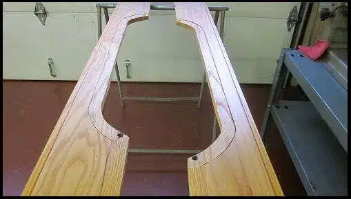 Finished stained bed floor boards ready to install