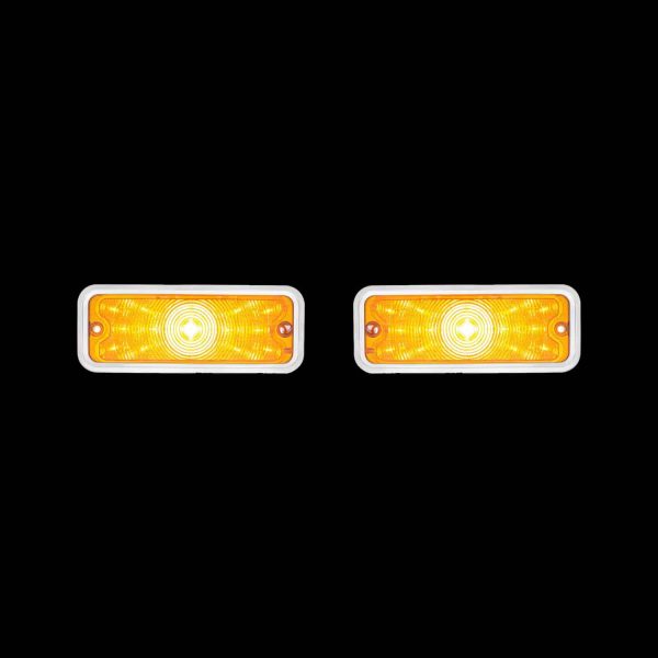 LED-Front-Parking-Signal-Light-For-1973-80-Chevy-&-GMC-Truck-Amber-Lens-PAIR-