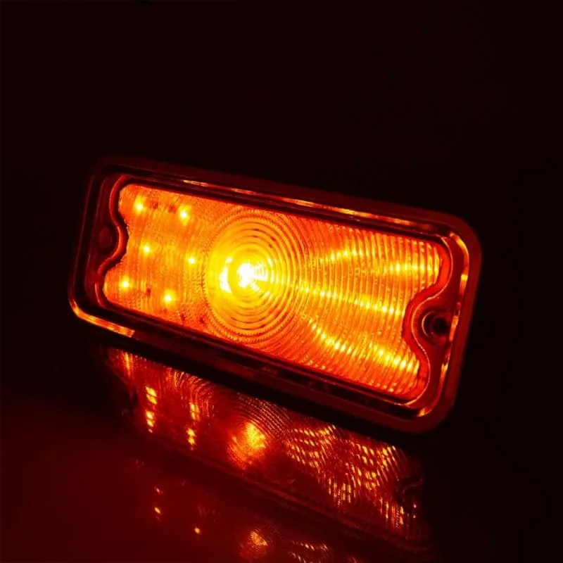 Amber lens LED front parking signal light lit up, for 1973-80 Chevy GMC truck