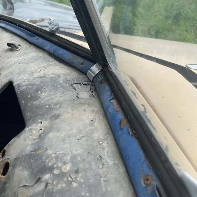 Windshield trim fill pieces installed on a 47-53 Chevy truck, alternate angle
