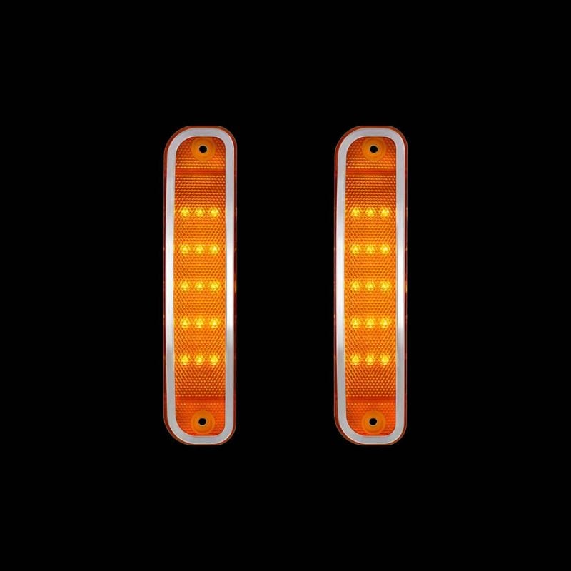 15 Amber LED Side Marker With Stainless Steel Trim For 1973-80 Chevrolet & GMC Truck, Amber Lens