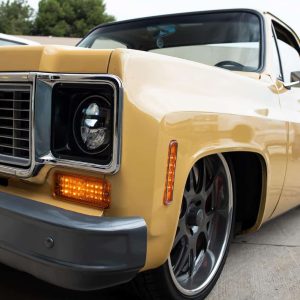 15 Amber LED Side Marker With Stainless Steel Trim For 1973-80 Chevrolet & GMC Truck, Amber Lens installed
