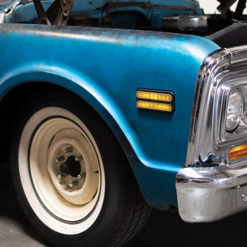 18 LED Side Marker Light With Stainless Steel Trim For 1968-72 Chevy & GMC Truck, Amber Lens installed 18 LED Side Marker Light With Stainless Steel Trim For 1968-72 Chevy & GMC Truck, Amber Lens installed