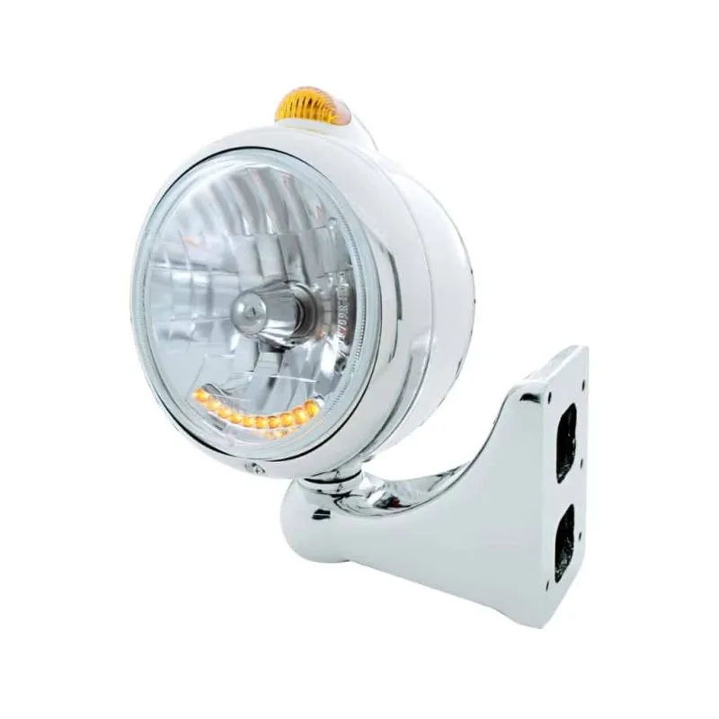 7 inch crystal headlight with amber LED position lights, front face