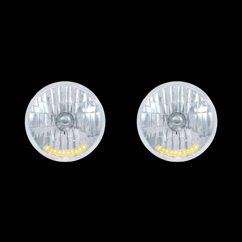 7inch Crystal Headlight With 10 Amber LED Position Lights