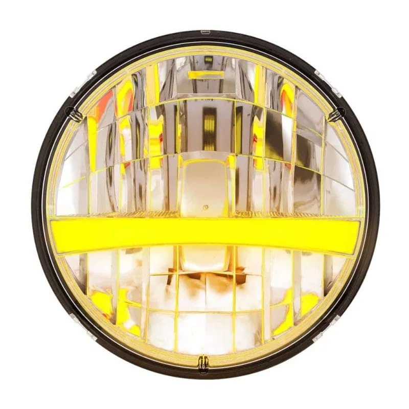 High power LED 7 inch headlight with amber position light bar
