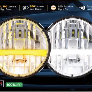 ULTRALIT-High-Power-LED-7-inch-Headlight-With-Turn-Signal-&-Amber-Position-Light-PAIR