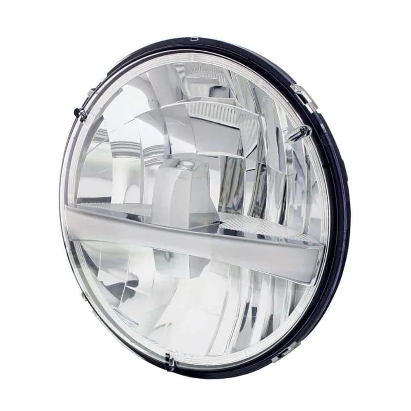 7 inch LED headlight with white position bar, side profile
