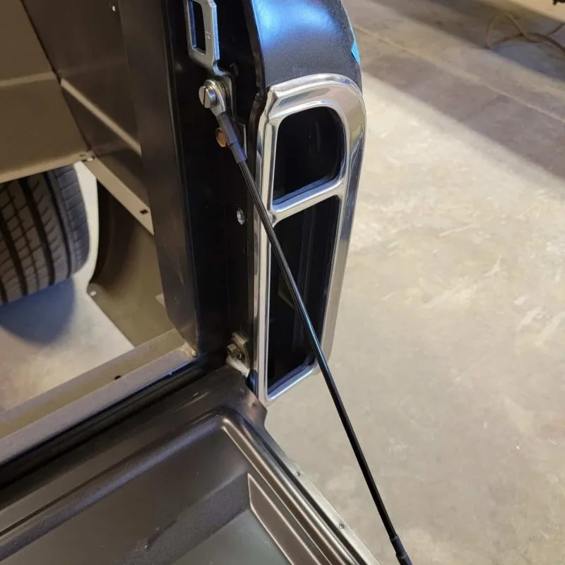 Tailgate cables shown fitted to a 67-72 Chevy truck tailgate