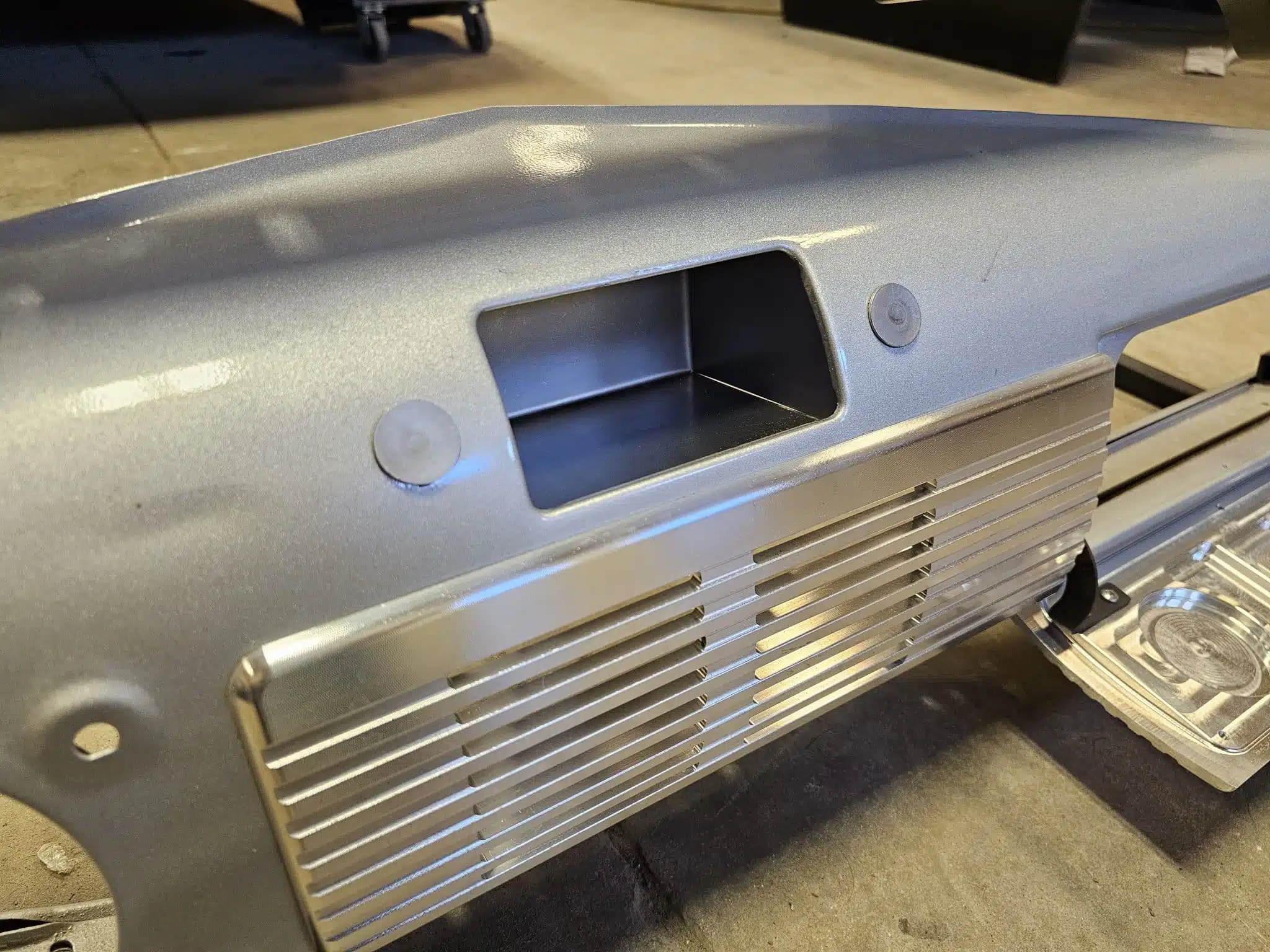 Dash radio replacement cubby for 1947-1954 Chevy truck, alternate angle