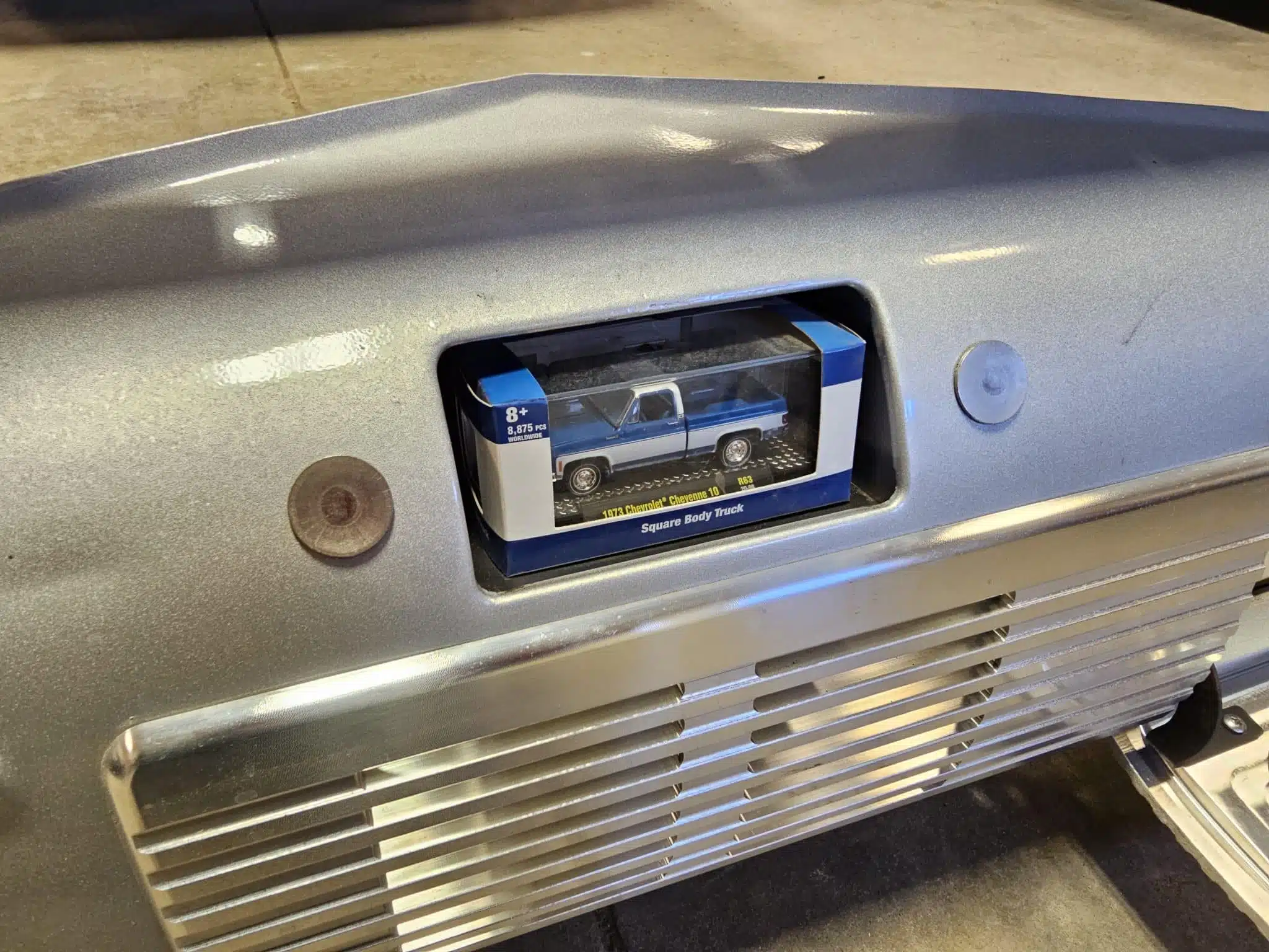 Dash radio replacement cubby shown installed in a 1947-1954 Chevy truck