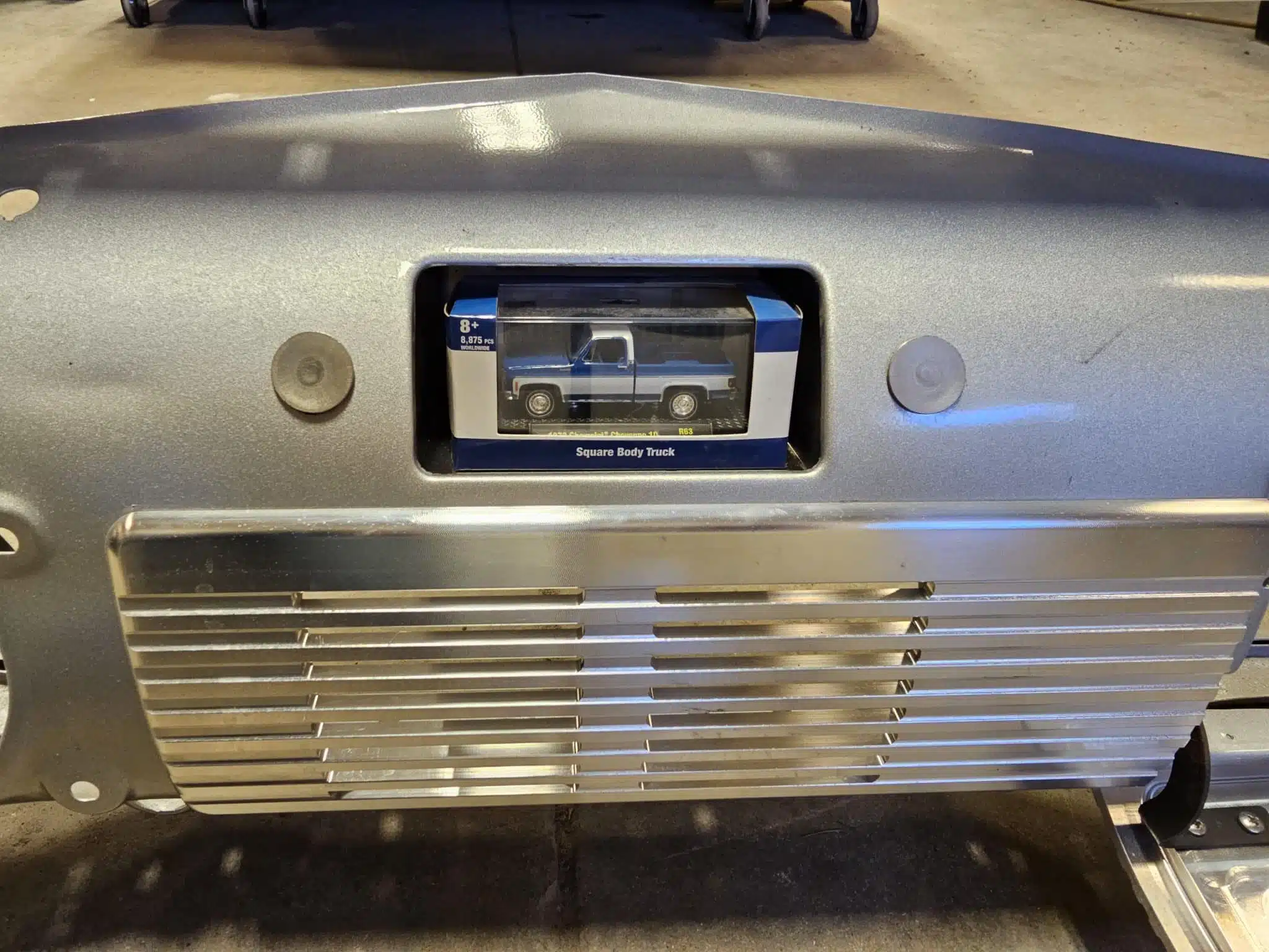 Dash radio replacement cubby for 1947-1954 Chevy truck, close-up detail