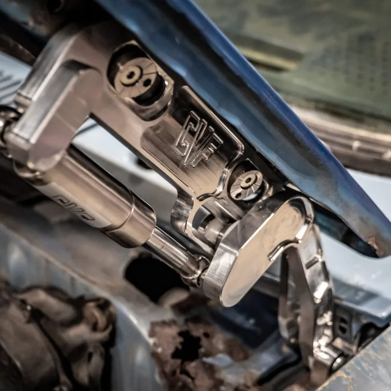 Billet aluminum hood hinges for 81-87 Chevy GMC C10 truck, pivot arm detail