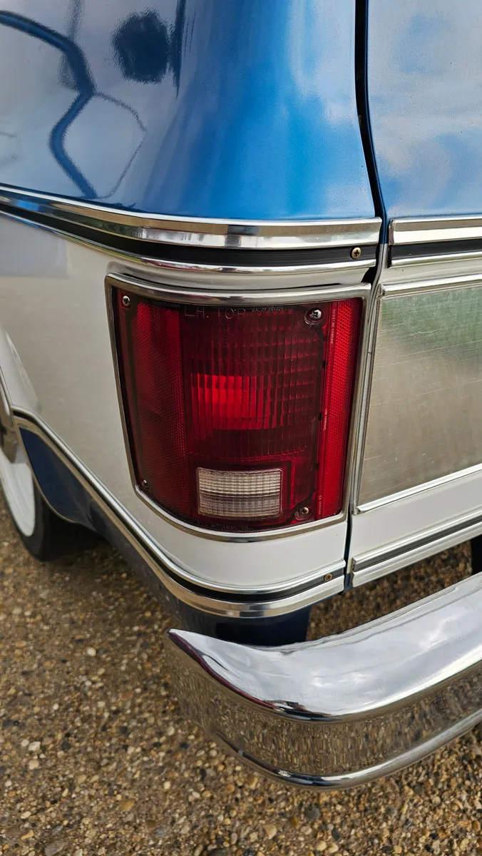 installed chevy taillight fuel filler on a square body truck closed