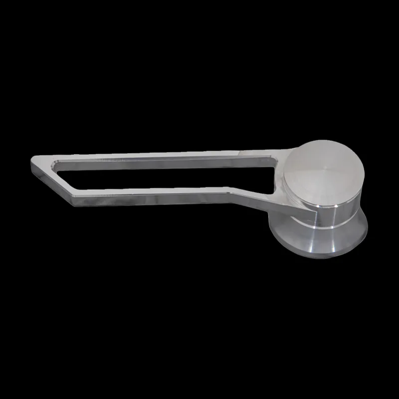 Hollow rectangle interior door handle in polished finish, alternate angle