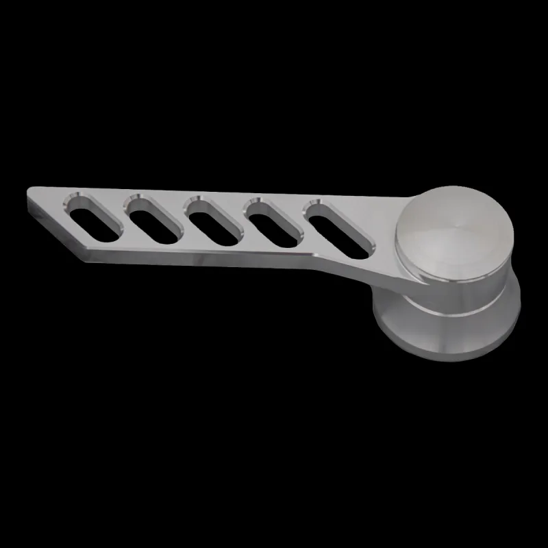 Slotted rectangle interior door handle in polished finish, alternate angle