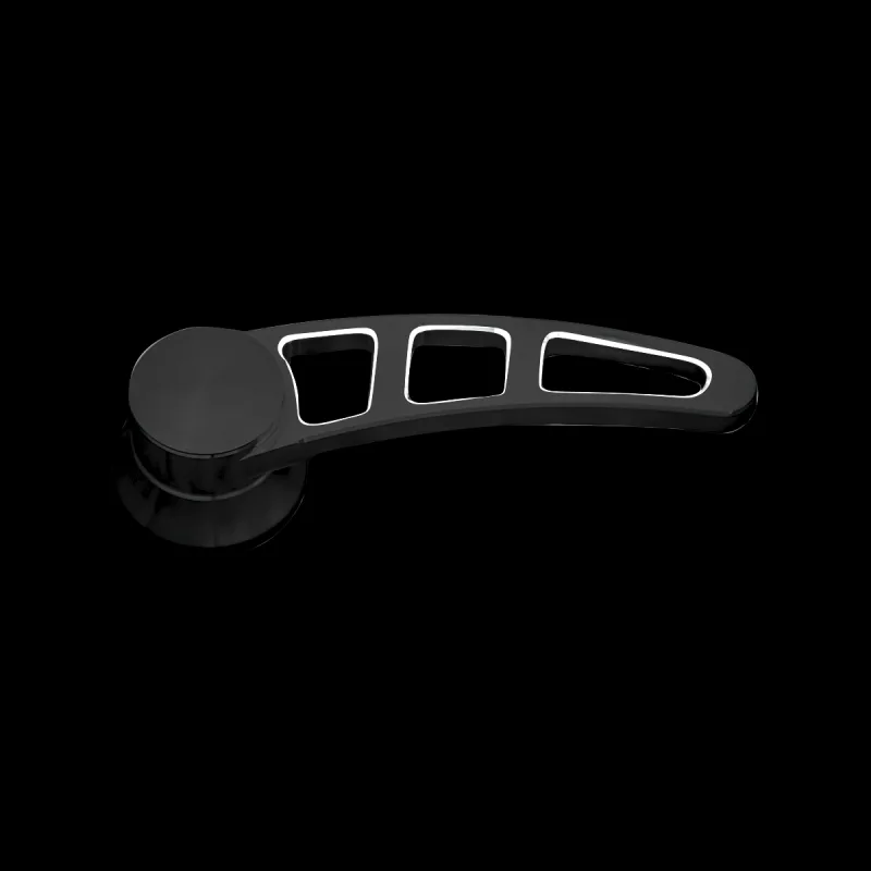 Three hole black interior door handle, alternate angle