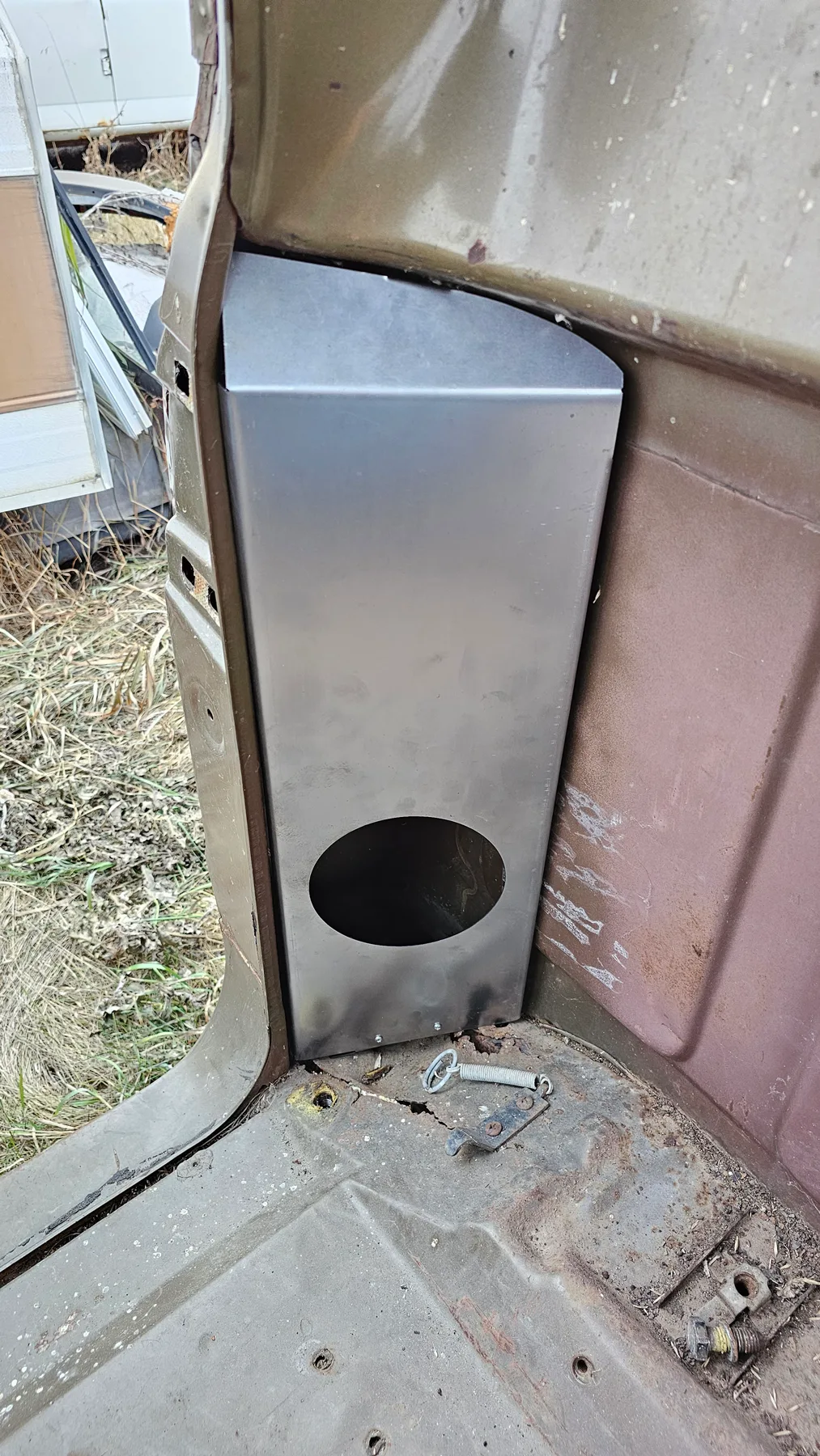 Speaker brackets shown installed in a 67-72 Chevy C10 truck cab