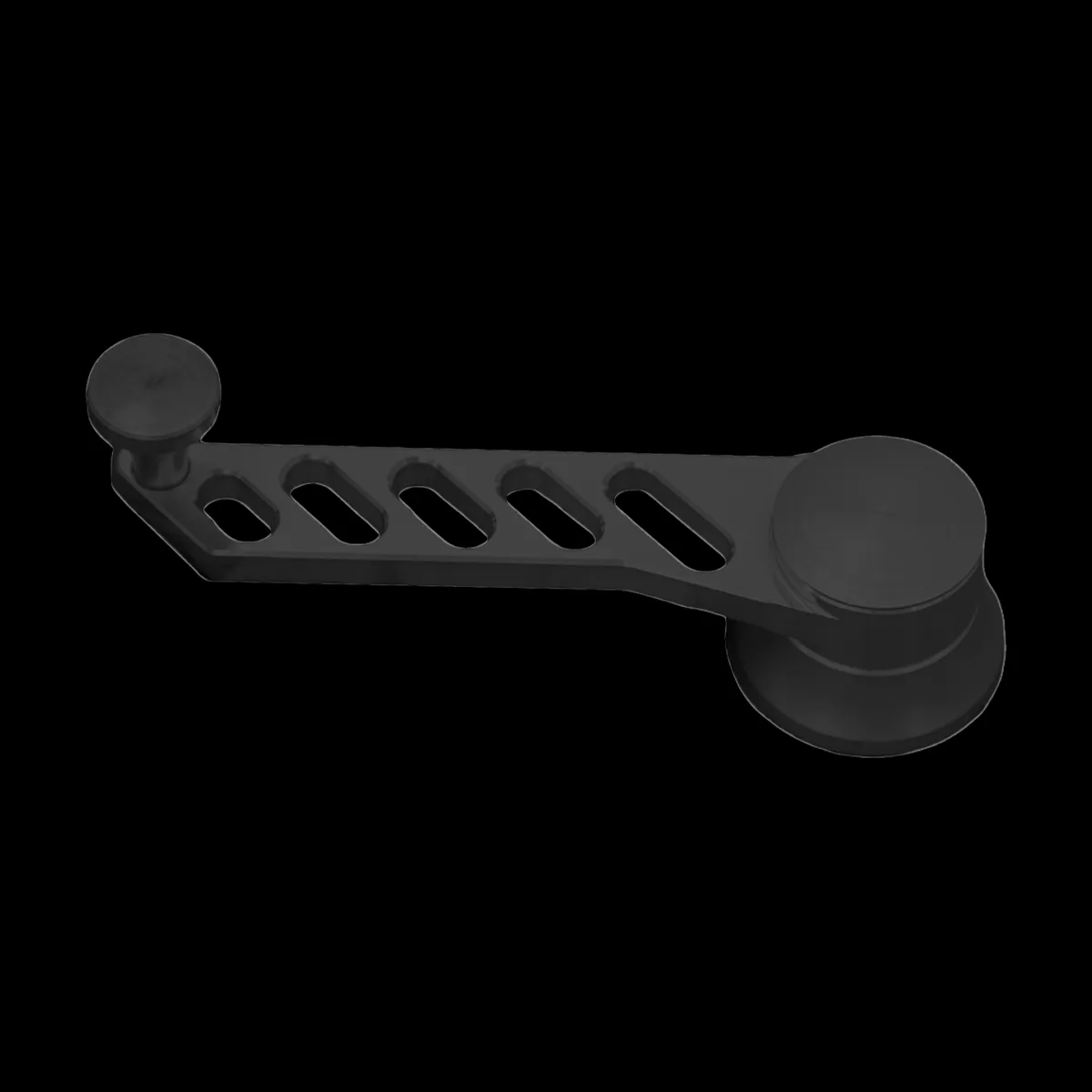 Black window crank with slotted handle for classic trucks