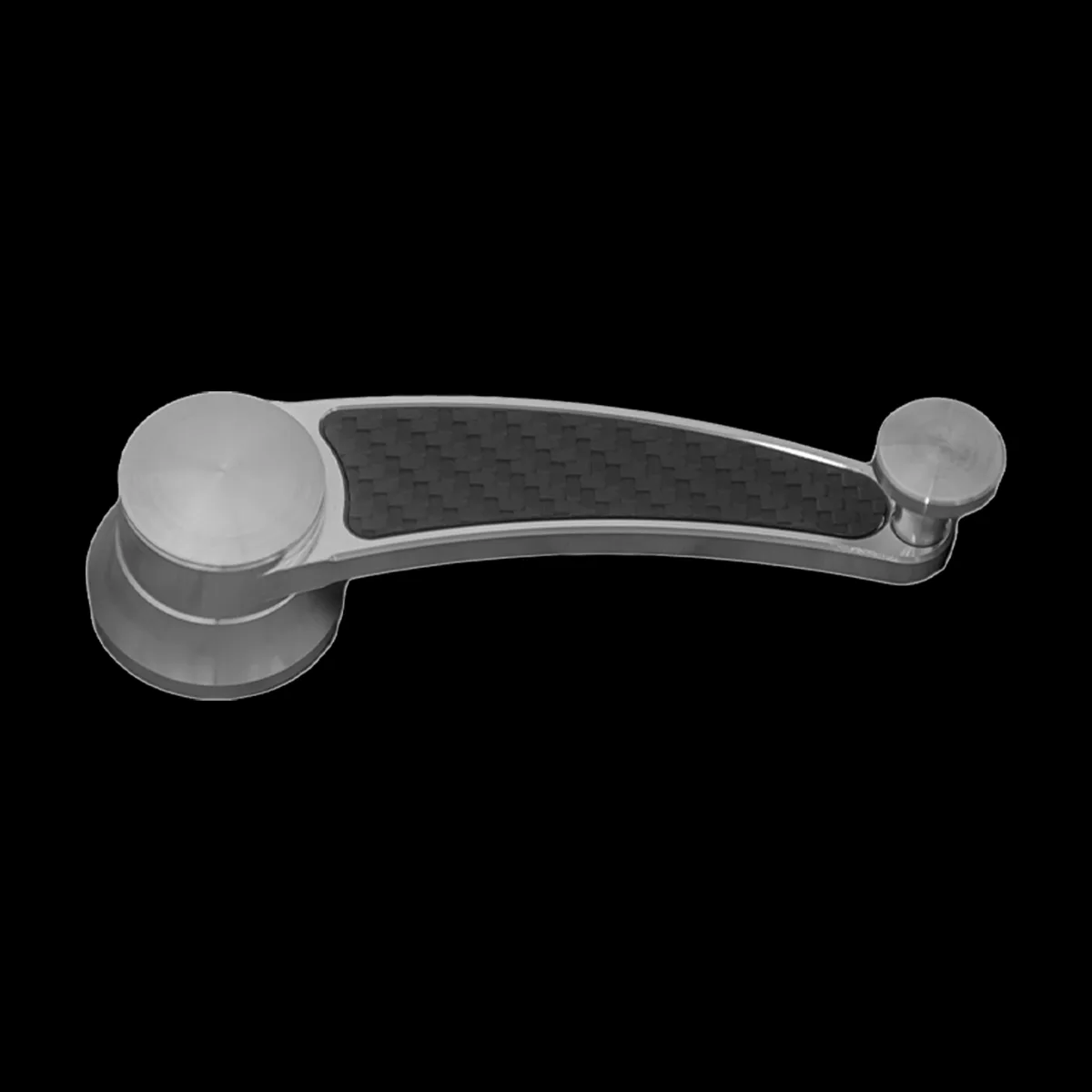Polished window crank with carbon fiber handle insert