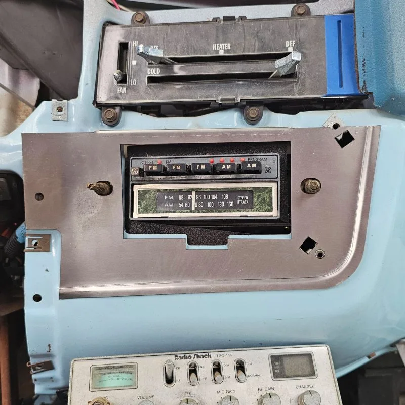 Radio filler and delete repair panel for 73-87 Chevy squarebody truck, back side