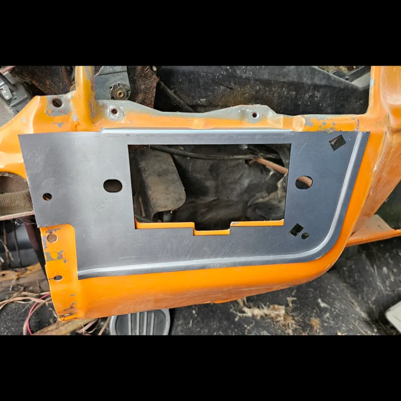 Radio repair panel shown installed in a 73-87 GMC Chevy squarebody truck dash