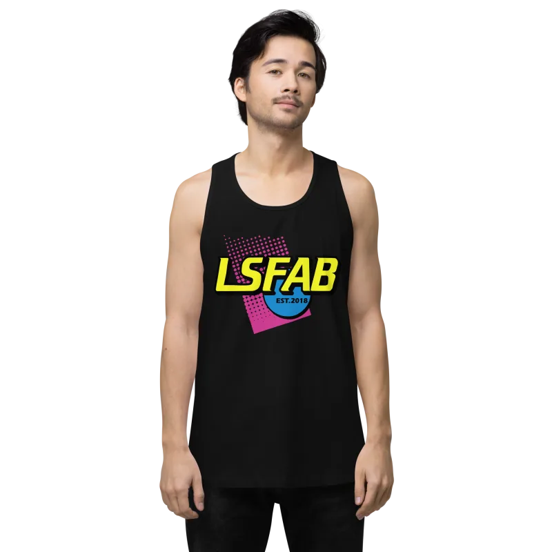 LS Fabrication Nerf'd men's tank top in black, front print
