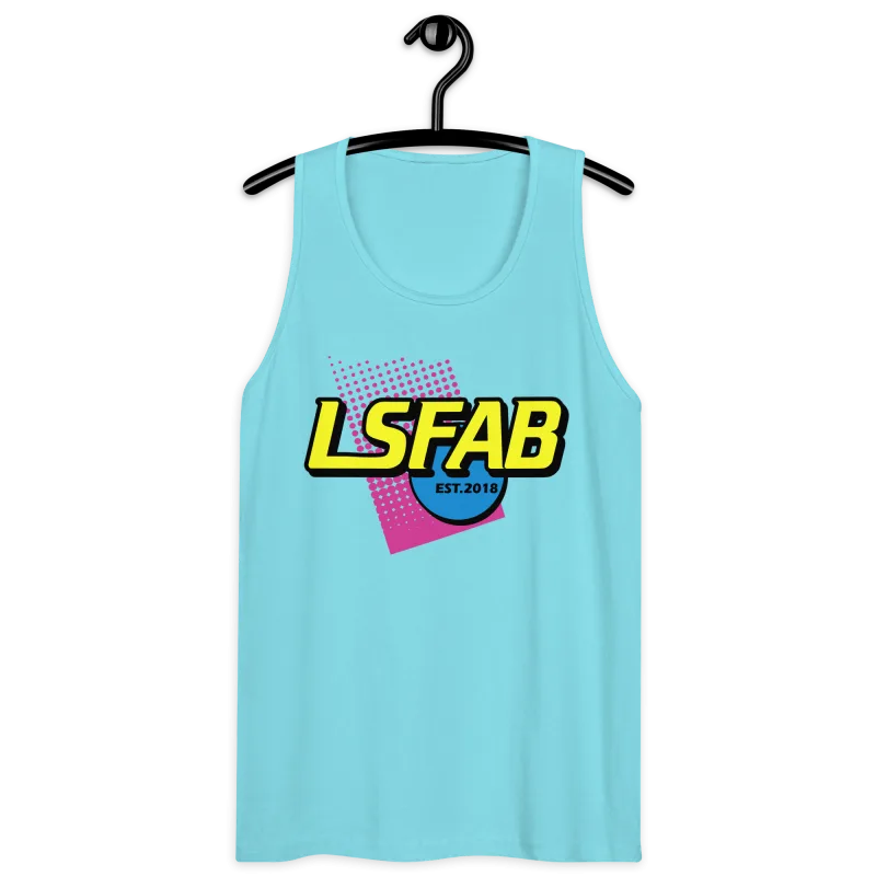 Nerf'd men's premium tank top in pacific blue, front print