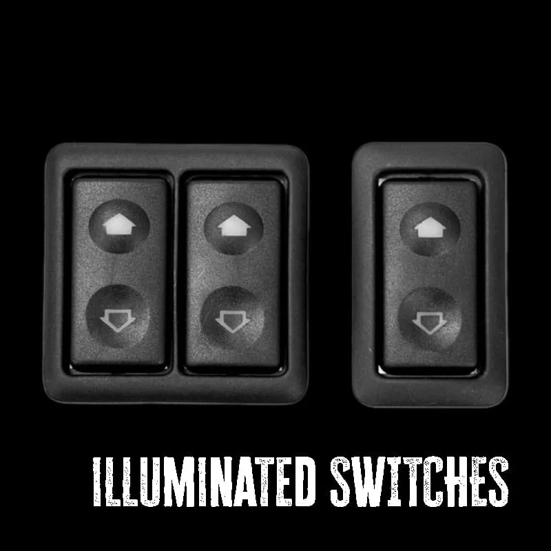 Black illuminated power window switches for 67-72 Chevy C10 truck