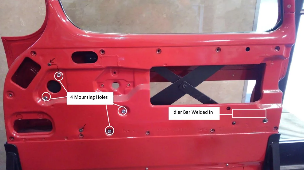Power window kit mounting position on a 1955-59 GMC Chevy truck door